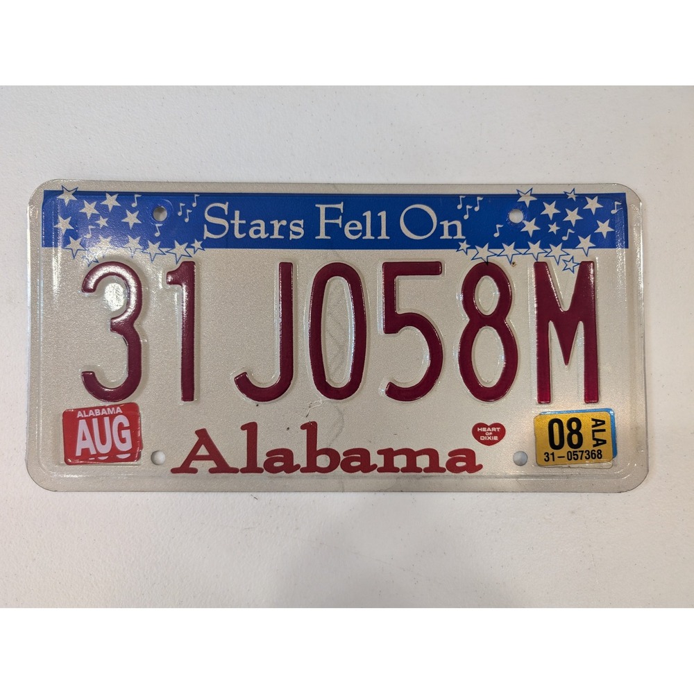 Alabama License Plate 31J058M Stars Fell On Aug 08 Car Auto Tag‎ Vanity